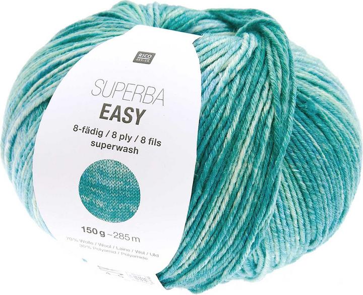 Image du produit Rico Superba Easy 8-fädig aqua, 150 g, 285 m, 70 % WO, 30 % PA (285 m)