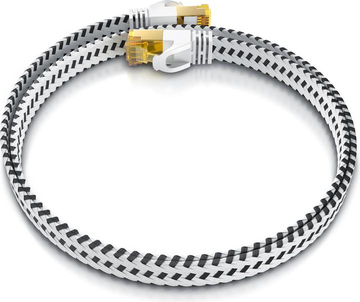 Produktbild Primewire CAT 7 Netzwerkkabel Flach Baumwollmantel - LAN Patchkabel Datenkabel - Flachbandkabel - Verlegekabel (U/FTP, CAT7, 0.50 m)