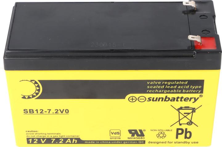 Immagine prodotto AccuCell Batteria Sun SB12-7.2V0, 12V 7.2Ah, 7.2-12L, batteria al piombo AGM (12 V, 7.20 Ah)