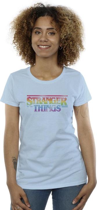 Actual product image Netflix Womens/Ladies Stranger Things Rainbow Dot Logo Cotton T-Shirt (M)