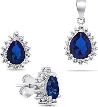 Brilio Silver - Charming Silver Jewelry Set with Zircons SET226WB (Earrings. Pendant)