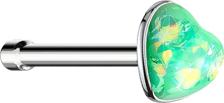 Immagine prodotto Star Piercing Nasenstecker gerade silber mit Opal Herz grün (senza ottone, Acciaio chirurgico 316L)