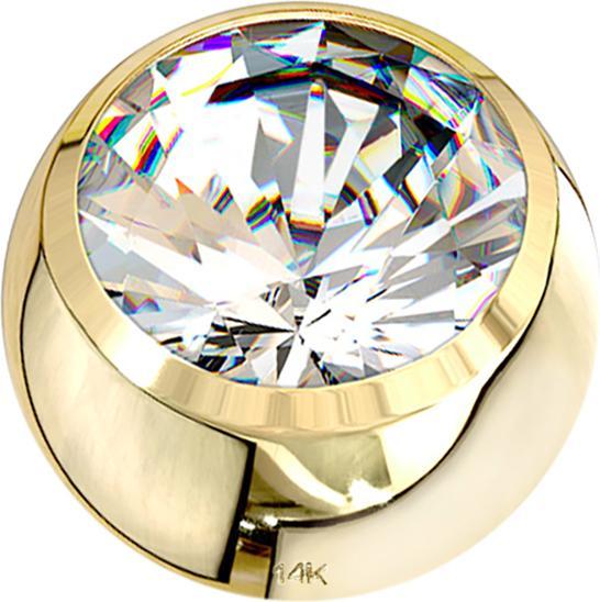 Produktbild Star Piercing Micro Kugel 14k gold mit Kristall silber (ohne Messing, 14k Gold)