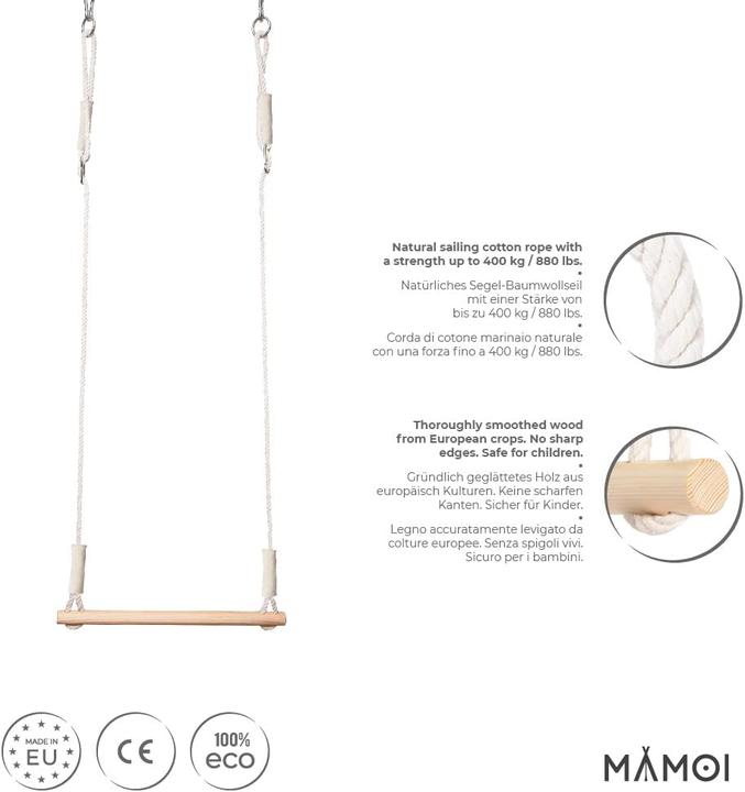 Actual product image Mamoi Trapeze Swing Gym Rings Brown
