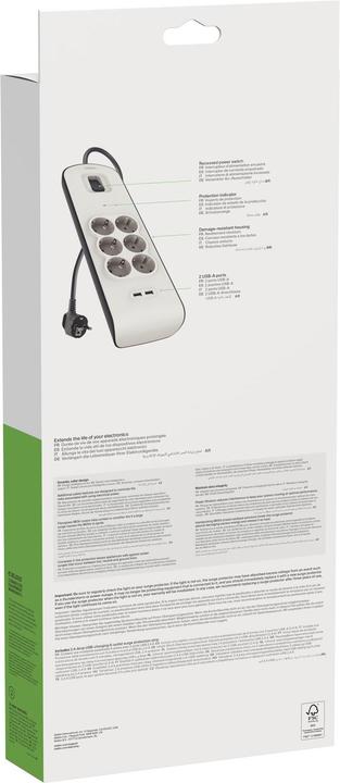 Productafbeelding Belkin Steckdosenleiste 6-fach 2 Meter Netzkabel BSV603vf2M-V2 (6 x, CEE 7/3, 2 m)