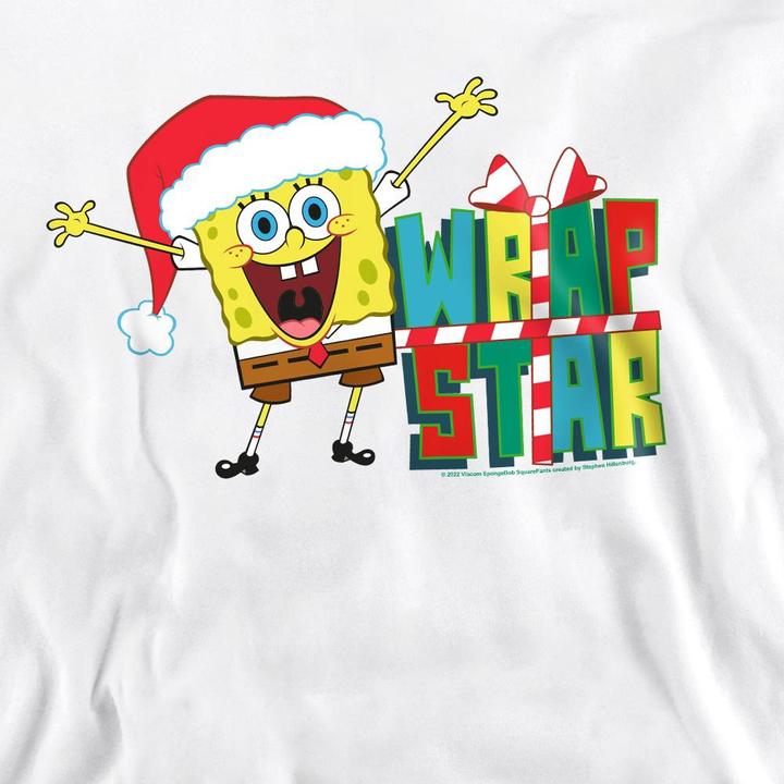 Actual product image Spongebob Squarepants Unisex Adult Wrap Star At Christmas Sweatshirt (L)