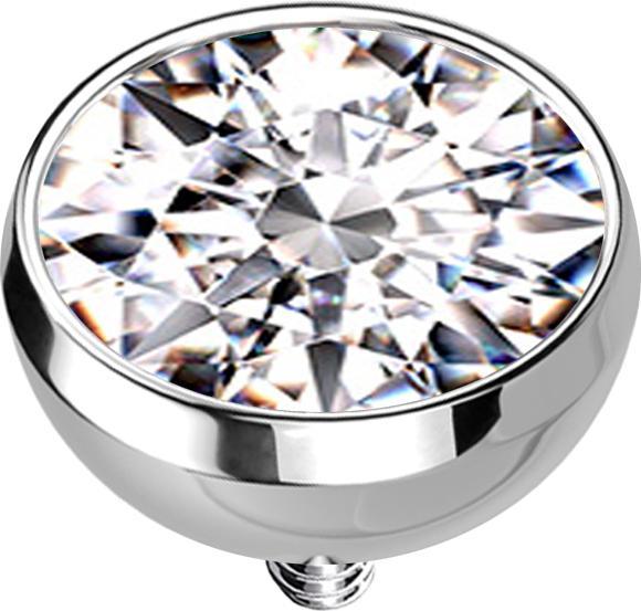 Produktbild Star Piercing Dermal Anchor Halbkugel silber mit Kristall silber (ohne Messing, Titan G23)