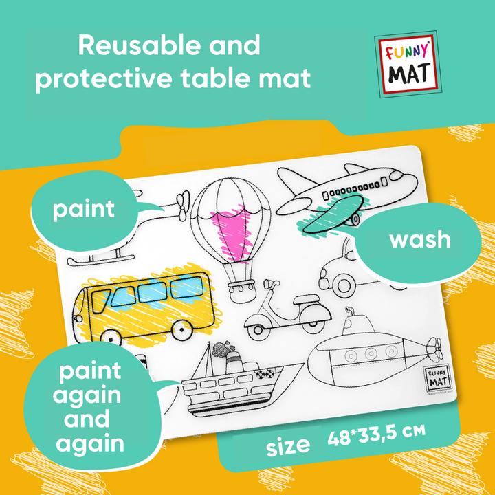 Image du produit Funny Mat Tapis de dessin lavable Pompiers (48 x 33.5 cm)