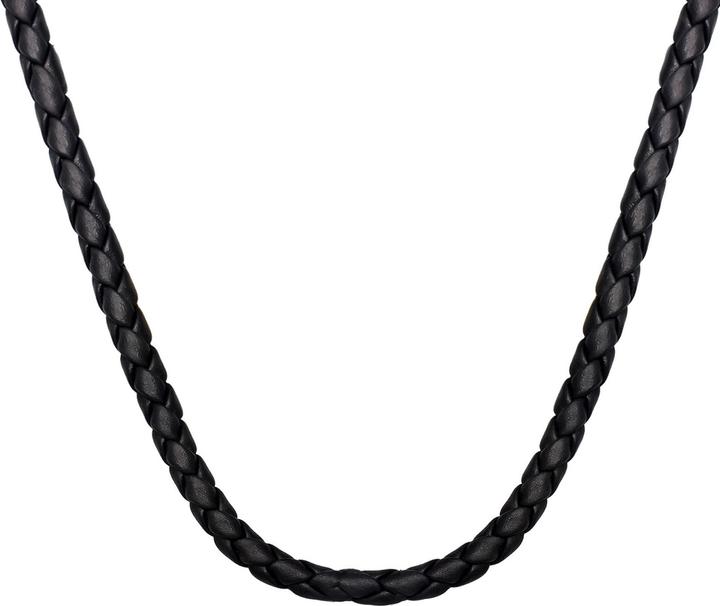 Actual product image Kuzzoi Mens Genuine Leather Necklace Braided Basic 925 Silver (Leather, 925 sterling silver, No gemstone, 50 - 55 cm)
