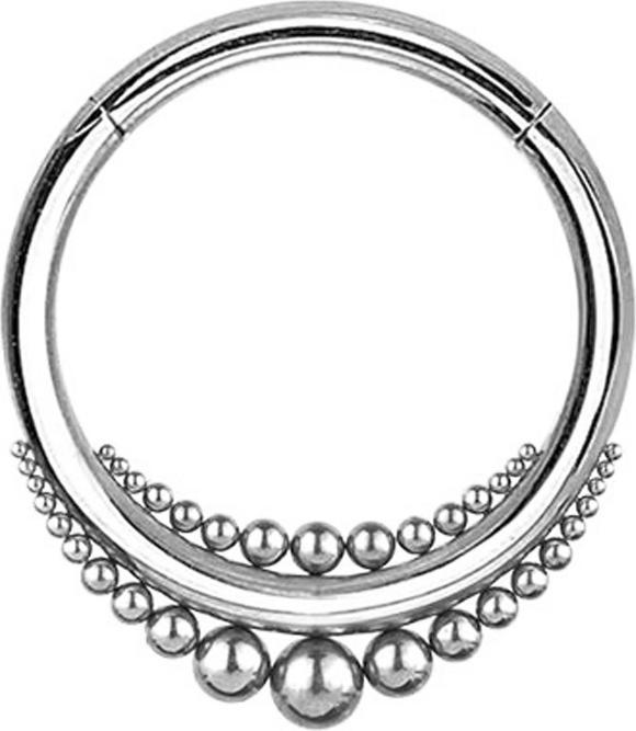 Image du produit Star Piercing Poids d'oreille Anneau segment pliable argent Boules croissantes (Acier chirurgical 316L)