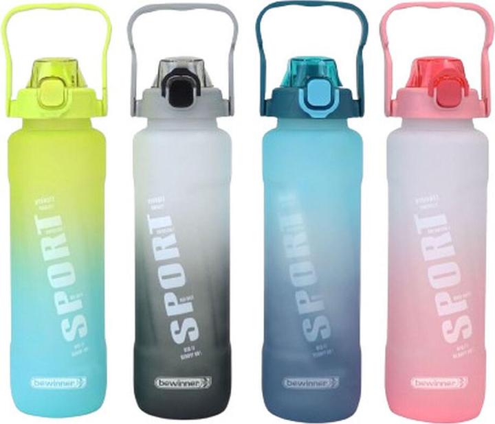 Bewinner Flasche mit Deckel und Strohhalm Bunt 1 L (1 l)
