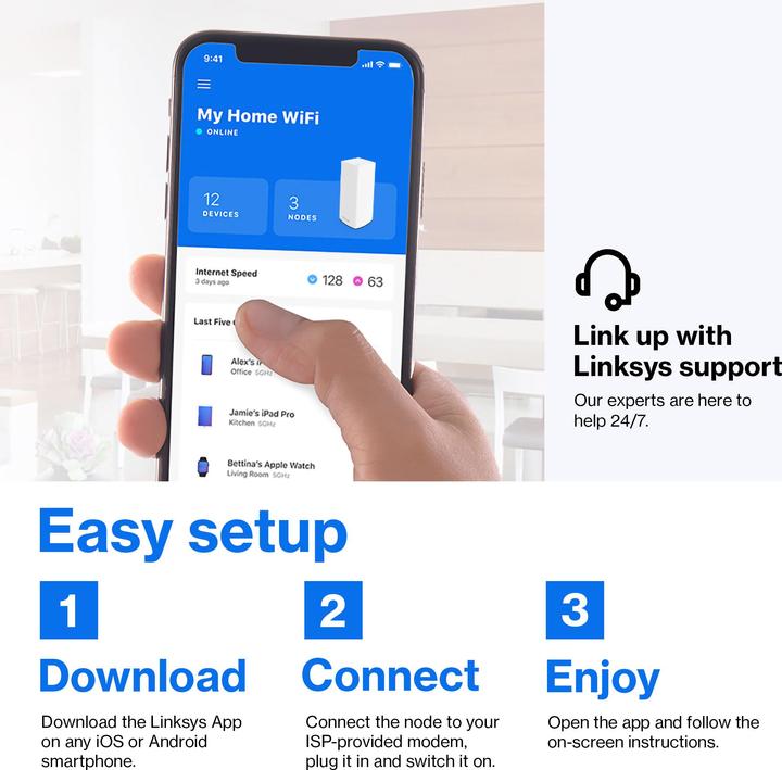 Produktbild Belkin Linksys VELOP Whole Home Mesh Wi-Fi System WHW0303