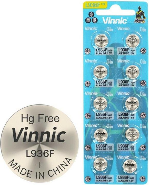 Actual product image Vinnic Positive Power (10 pcs., AG9/LR45/LR936/394, 66 mAh)