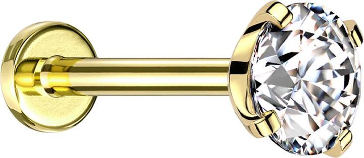 Produktbild Star Piercing Micro Threadless Labret vergoldet mit Kristall silber gefasst (ohne Messing, Titan G23)