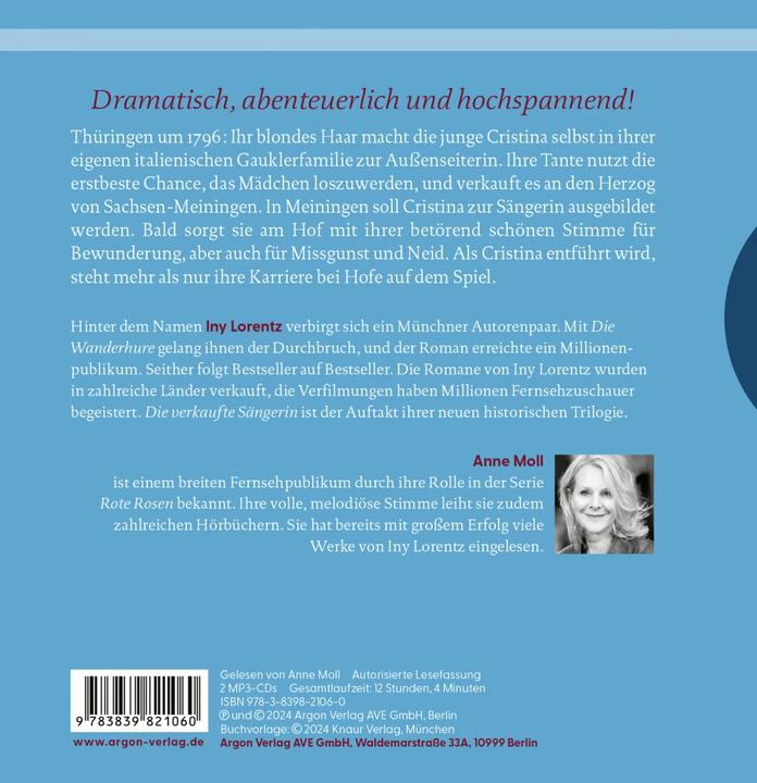 Produktbild Die verkaufte Sängerin (Iny Lorentz, Anne Moll, Deutsch)