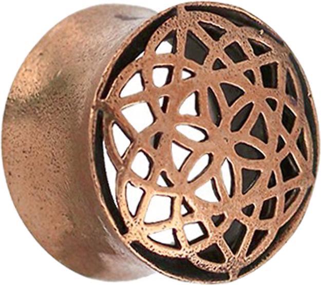 Produktbild Star Piercing Flared Tunnel rosegold Blume des Lebens (ohne Messing, Bronze)