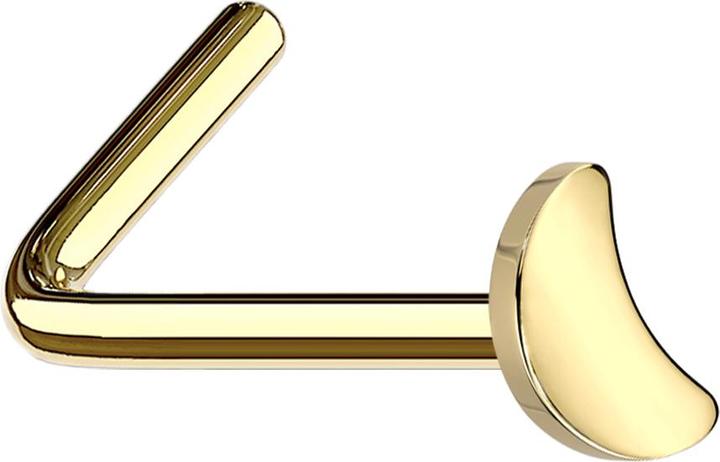 Actual product image Star Piercing Nose stud angled gold plated with moon (without brass, Titanium G23)
