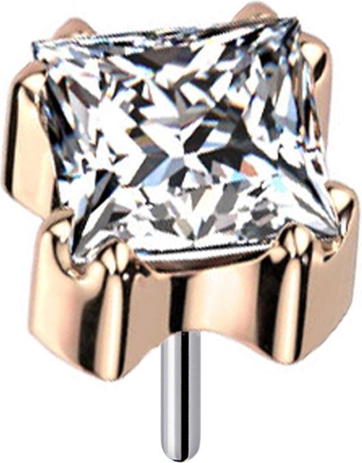 Produktbild Star Piercing Threadless rosegold quadratischer Kristall silber gefasst (Chirurgenstahl 316L, ohne Messing)
