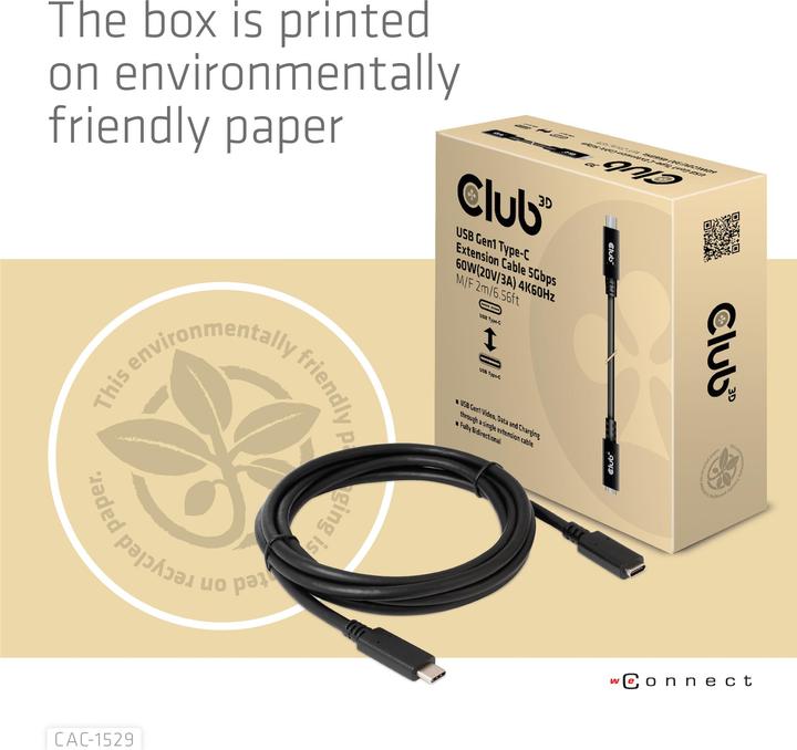 Produktbild Club 3D USB C — USB C (1 m, USB 3.0)