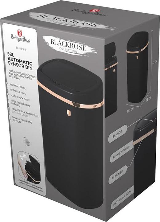 Immagine prodotto BerlingerHaus Cestino di design con sensore tattile, nero-rosa-oro, 58 L (58 l)