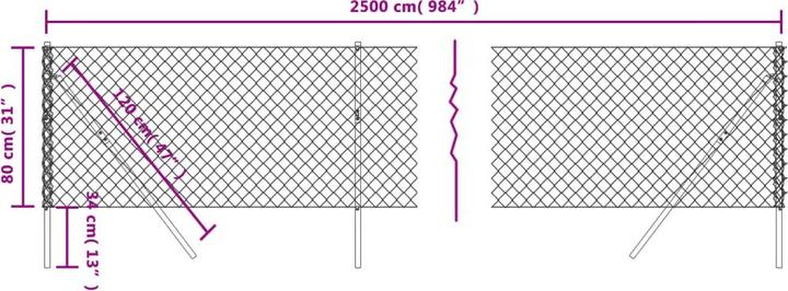 Image du produit VidaXL Maschendrahtzaun Grün 0,8x25 m, Farbe: Grün, Material