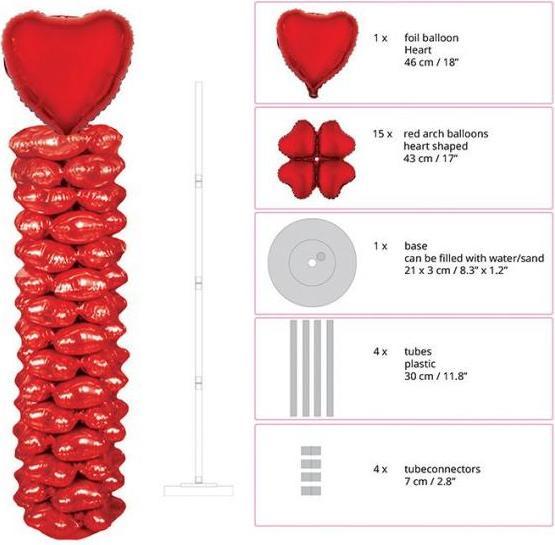 Immagine prodotto Espa Colonna di palloncini di 170 cm circa con 16 palloncini in foil Cuore d'amore