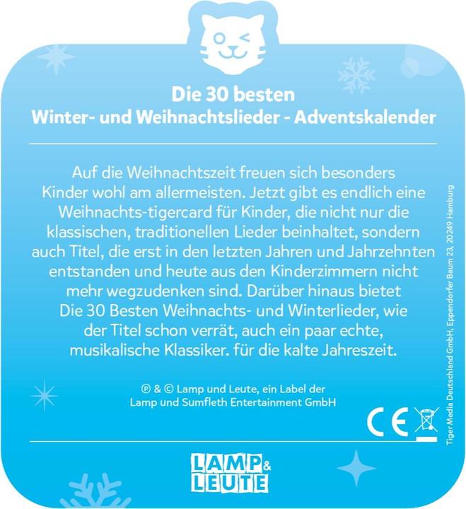 Produktbild Tigermedia Die 30 besten - Winter- und Weihnachtslieder (Deutsch)