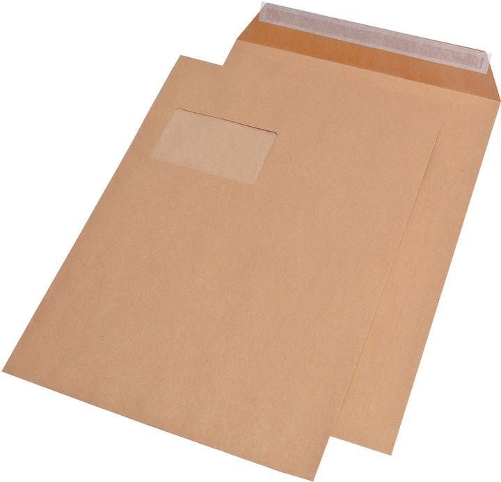 Produktbild Elepa Versandtasche, DIN C4, mit Haftklebung, Fenster, braun, Natron, 90g/qm (1 x)
