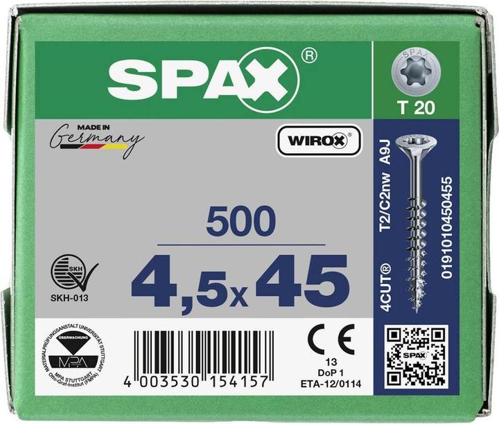 Actual product image Spax Chipboard screws SK T20 4,5x45 mm (500 Screws per piece)