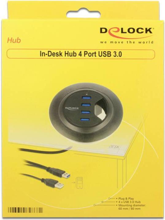 Produktbild Delock Tisch-Hub 4 Port USB 3.0 (USB-A, 4 Ports)