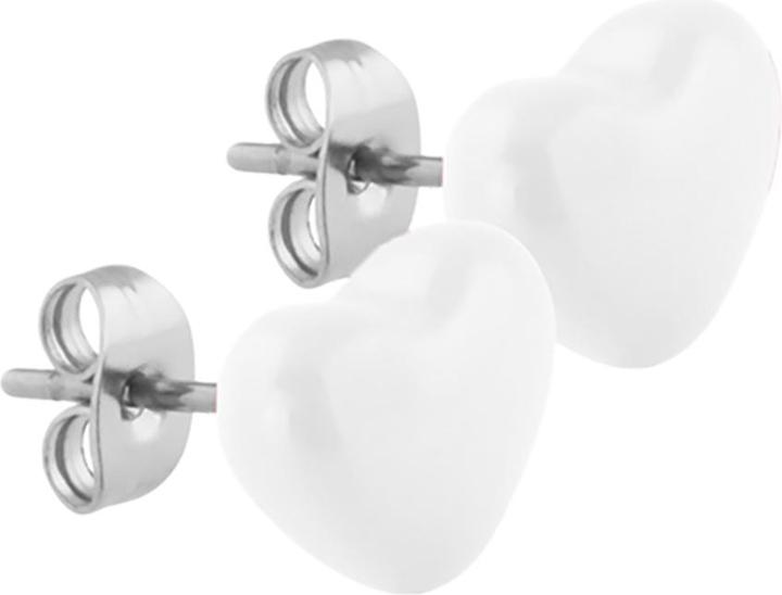 Actual product image Star Piercing Stud Earrings Pure White Heart (without brass, Surgical steel 316L)
