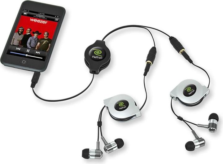 Produktbild ReTrak Retractable Headphone Splitter (1m, 3.5mm Klinke)
