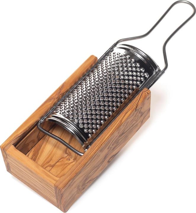 Natura Punto Käsereibe, Parmesanreibe mit Servierfach, 24,5cm, Olivenholz