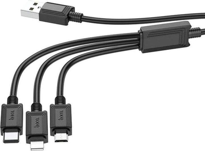 Actual product image Hoco Cable cable 3in1 USB A to Lightning / Micro USB / Type C 2A X76 1 m black (1 m)