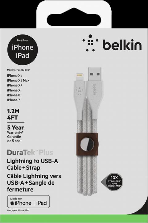 Image du produit Belkin Câble DuraTek Plus Lightning / USB-A 1,2m (1.20 m, USB 2.0)