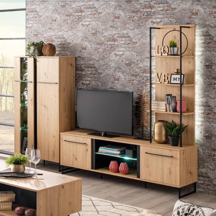Produktbild Homestyle4u Wohnwand Wohnzimmer-Set Industrial Style (100 x 100 x 100 cm)