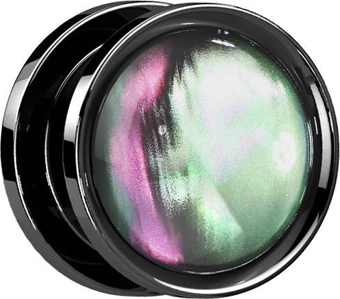 Actual product image Star Piercing Flared Plug Black Shell (without brass, Surgical steel 316L)