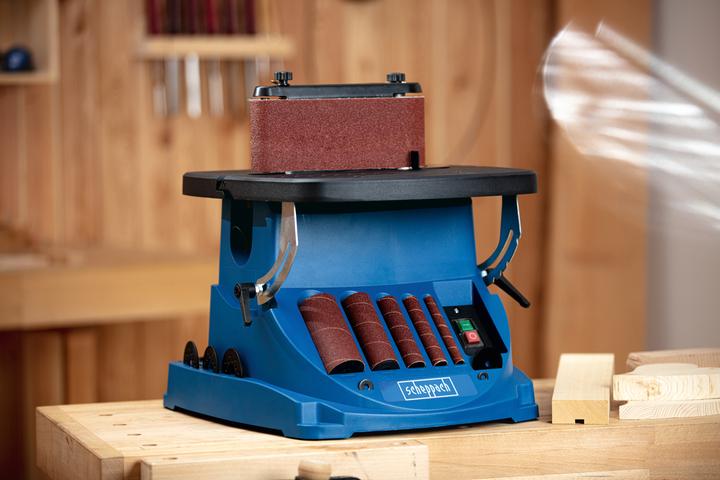 Produktbild Scheppach OSM600 Oszillierender Kanten-, Band- und Spindelschleifer 220-240V 50Hz (Bandschleifer, 450 W)