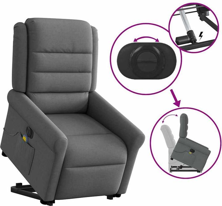 Immagine prodotto VidaXL Poltrona massaggiante elettrica con ausilio per la posizione eretta in tessuto grigio scuro