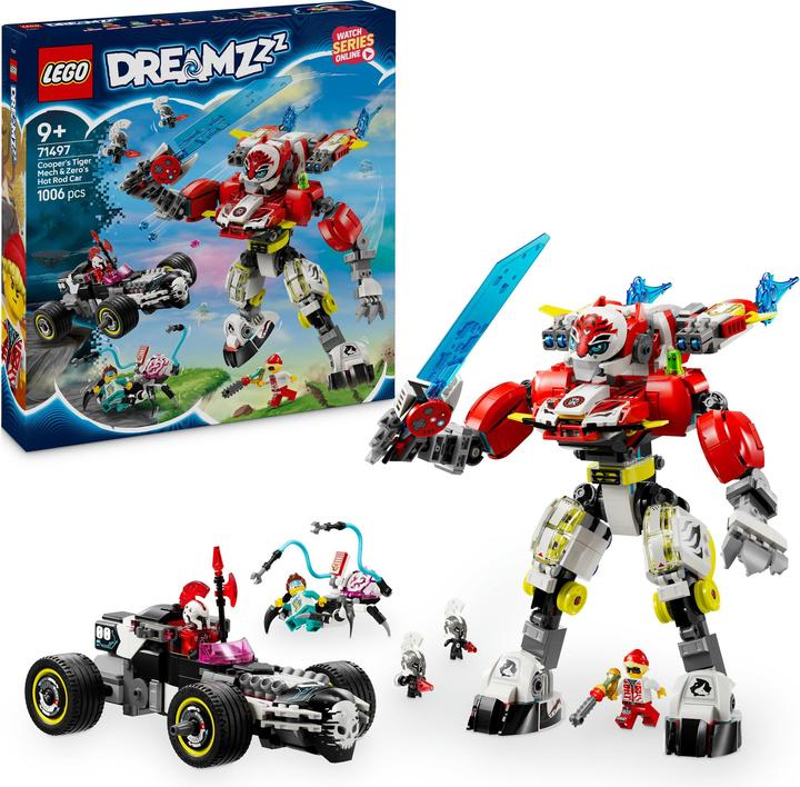 Produktbild LEGO Coopers Tiger-Mech und Zeros Hot Rod Auto (71497, LEGO Dreamzzz)
