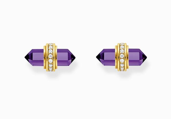Image du produit Thomas Sabo Boucles d'oreilles avec cristal Onyx violet doré (Argent sterling 925, Or jaune 750 plaqué or)
