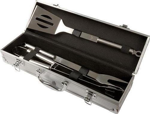 Actual product image Master 4U-Onlinehandel 3pcs Grill Cutlery Set Stainless Steel in Aluminium Case Grill Set Grill Turner