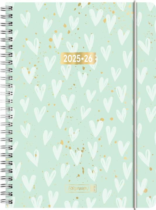 Calendario BRUNNEN Schlerk (2025/2026) 'Cuori', 2 pagine = 1 settimana, A5, 208 pagine, copertina (A5, Tedesco)