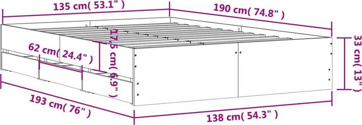 Actual product image VidaXL Bed frame with drawers (140 x 200)