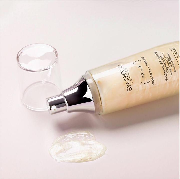 Immagine prodotto Symbiosis Peonia bianca + Peelmoist) Gel detergente illuminante ed esfoliante (Panni pulizia, 100 ml)