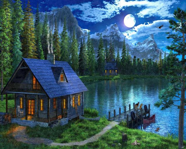 Actual product image Figured'Art Paint by Numbers Framed - Nocturnal Lake