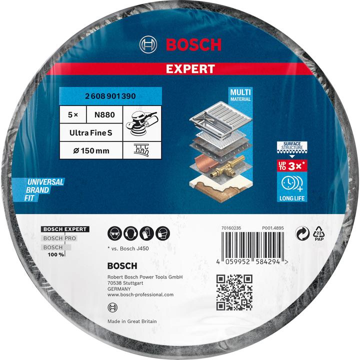 Actual product image Bosch Professional Zubehör EXPERT N880 fleece disc for random orbital sander, 150 mm, fine, 5 pcs. (800)