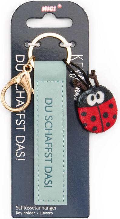 Immagine prodotto Magni NICI Schlüsselanhänger Du schaffst das! Kunstlederband mit Marienkäfer türkis 10cm