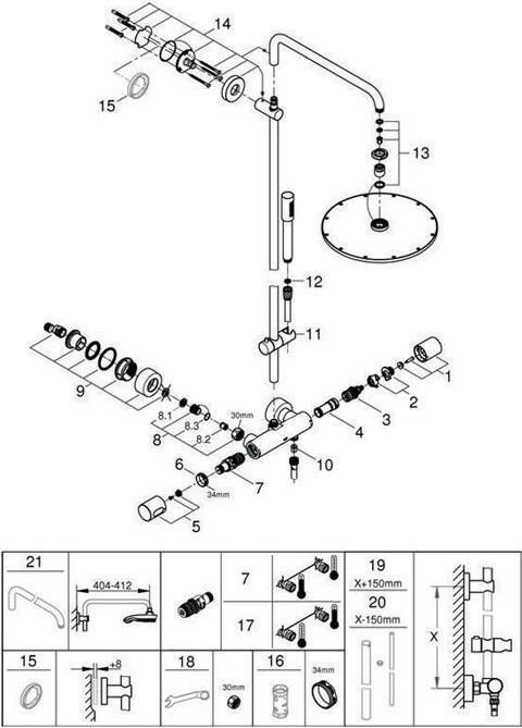 Actual product image Grohe Rainshower System 310 shower systems with thermostatic mixer - chrome (27966000)