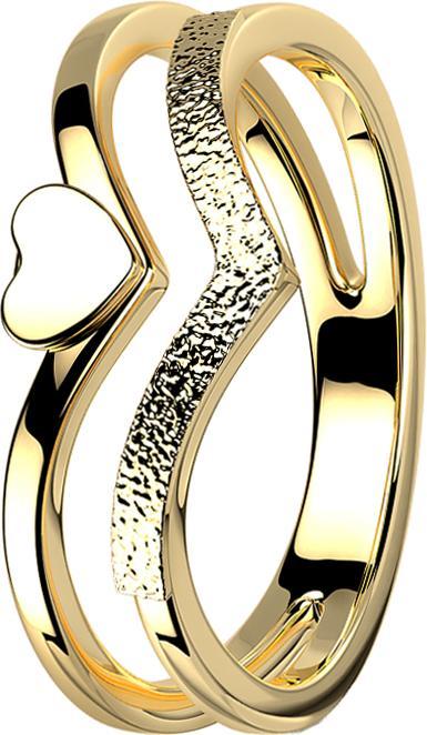 Produktbild Star Piercing Ring vergoldet zwei Winkel mit Herz (60, Stahl)